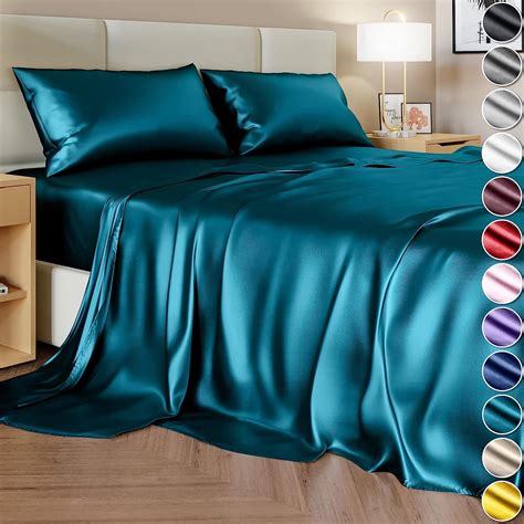 Amazon.com: DECOLURE Satin Sheets Full Set 4pcs - Genuine and Luxurious ...
