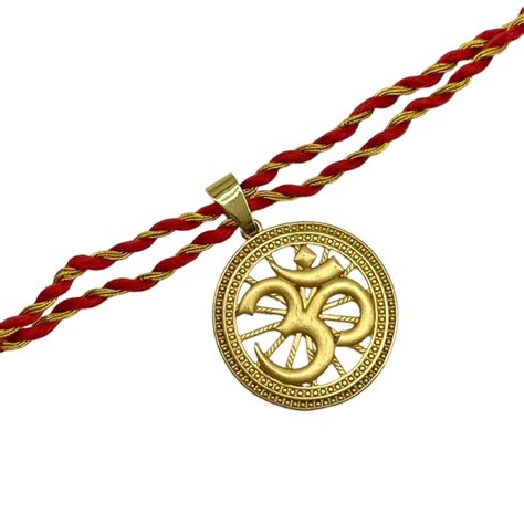 Buy Digital Dress Room Gold Plated Om Big Round Pendant Thread Rakhi ...