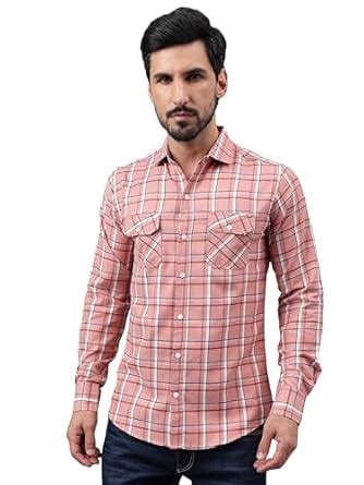 Voroxy Orange Casual Shirt for Men with Stylish Pockets Formal Cotton ...