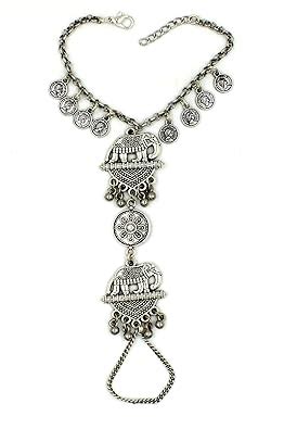 GURJARI JEWELLERS Oxidised Ring Bracelet with Elephant Pendant for ...