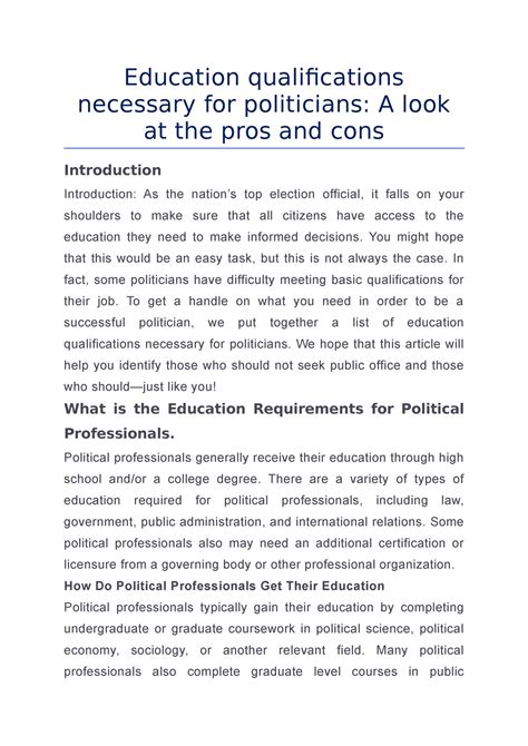 Education qualifications necessary for politicians A look at the pros ...