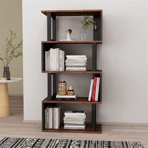 Buy MIN WIN 5-tier Open Shelf Bookshelf,Modern S-shaped Z-shelf ...