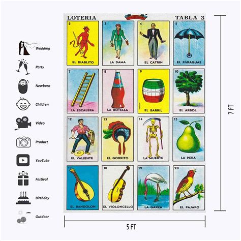 Buy JMING Mexican Loteria Card Backdrop 5x7ft Vinyl Loteria Cards ...