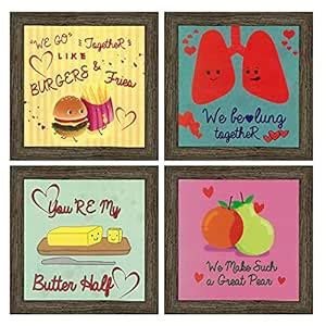 Indianara Set of 4 Quirky Love Quote Framed Wall Hanging Laminated ...