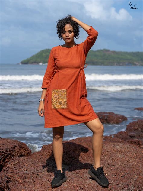 Cotton Rust Orange One Piece Short Dress|Jaade Ki Dhoop|Suta