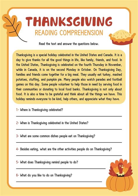 Thanksgiving Activities Worksheet | Printable Worksheets