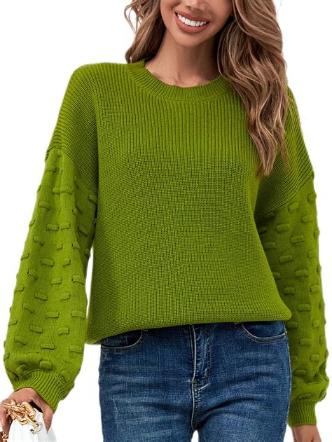 WIPONKEN Oversized Green Sweaters for Women Cute Sweaters Pullover ...