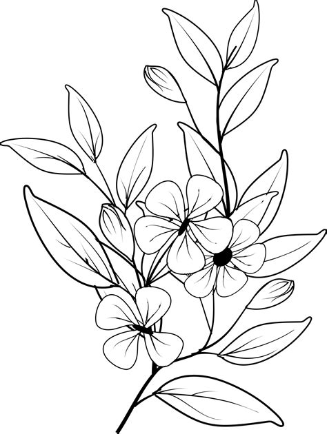 Flower plant decoration line art hand drawn clipart. floral outline ...
