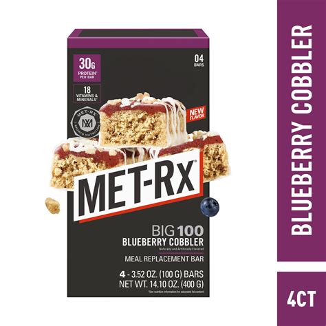 MET-Rx Protein Bars Blueberry Cobbler 30g Protein Meal Replacement ...