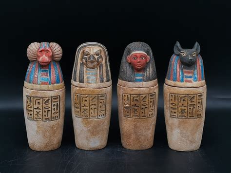 Set Of 4 Egyptian Gold Canopic Jars Ancient Egypt Egyptian