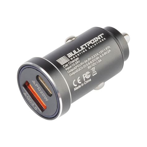 12V Cigarette Lighter Dual Socket USB-C + USB QC 3.0 Power Adapter ...