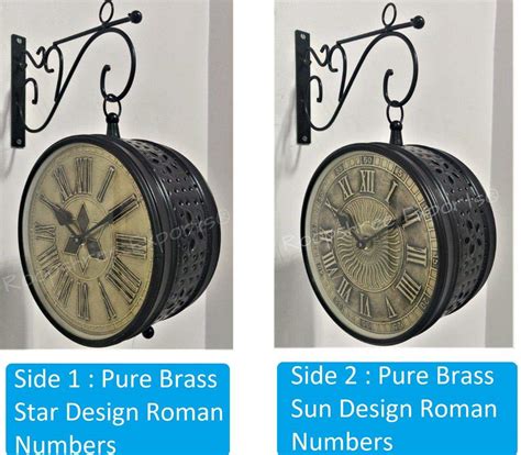 Buy Vintage Clock Handcrafted Double Side Clock/Railway (Station) Clock ...