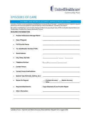 Fillable Online PAYMENT AND METRICS ACCURACY APPEALS REQUEST FORM Fax ...
