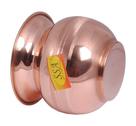 Designer Pure Copper Kalash Lota With Lid - for Temple Use & Pooja Pur ...