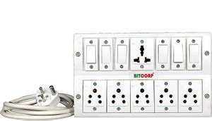 BITCORP Extension Board with long wire 20 Meter 6 Socket 6 Switch 6 Amp ...