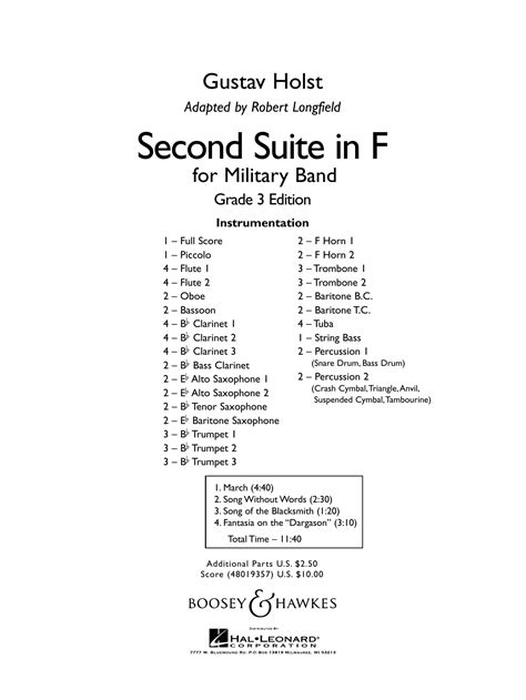 Second Suite in F (arr. Robert Longfield) - Conductor Score (Full Score ...