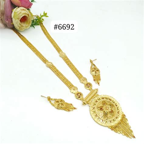 Exclusive Gold Plated Long Necklace Set, PMJ Model No: 6692 – Poojamani ...