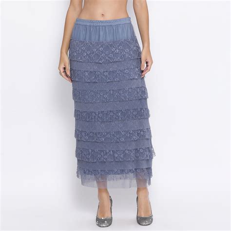 Stone Blue Lace Frill Net Skirt | LELA By Varija