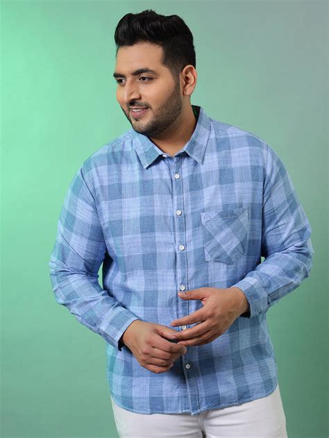 Plus Size MEN CHECKS FULL SLEEVE CASUAL SHIRT (3XL - 6XL) | Instafab Plus