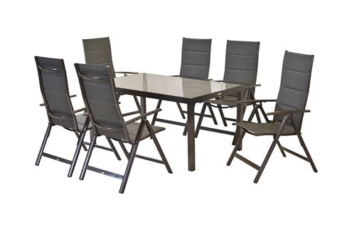 Taviano Gartenmöbel Set 7tlg., 6 Klappsessel, Tisch 150 x 90 cm | 50262-207
