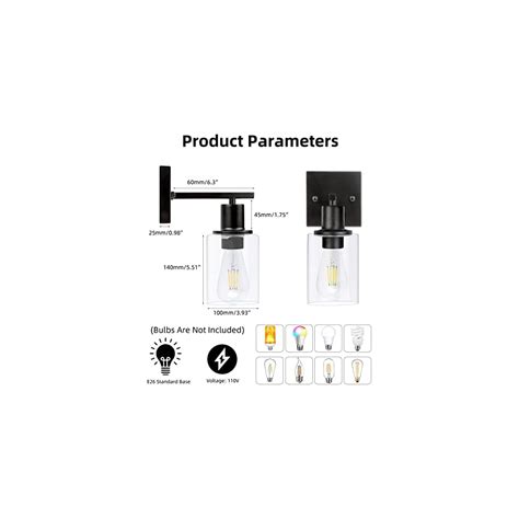 Buy ProChosen Wall Sconce Set of 2, Clear Glass Shade Bathroom Light ...