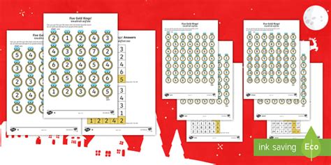 Five Gold Rings Worksheet / Worksheet English/Hindi - Twinkl