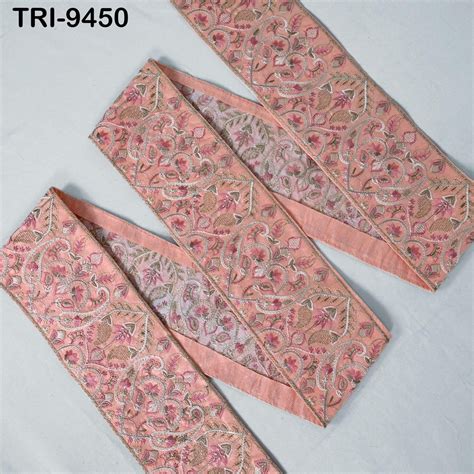 3 Yard Peach Embroidery Fabric Trims Embellish for Footwear Making Emb ...