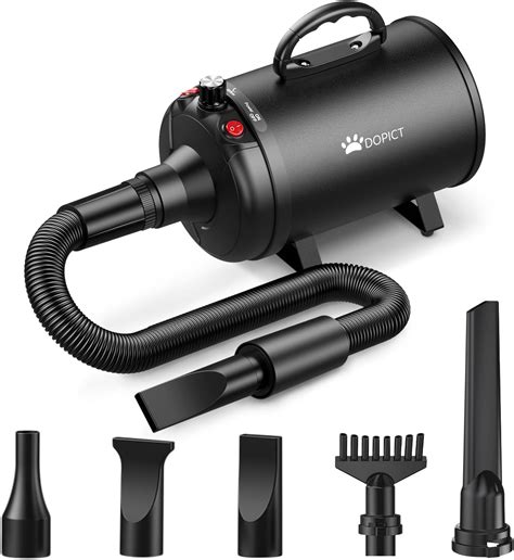 DOPICT Pet-Hair-Dryer, Dog Dryer with 5 Nozzle 5.2HP/3800W Pet Grooming ...