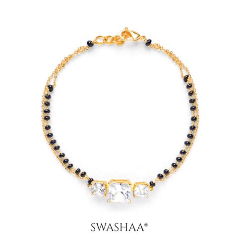 Square Solitaire 18K Gold Plated Mangalsutra Bracelets – Swashaa
