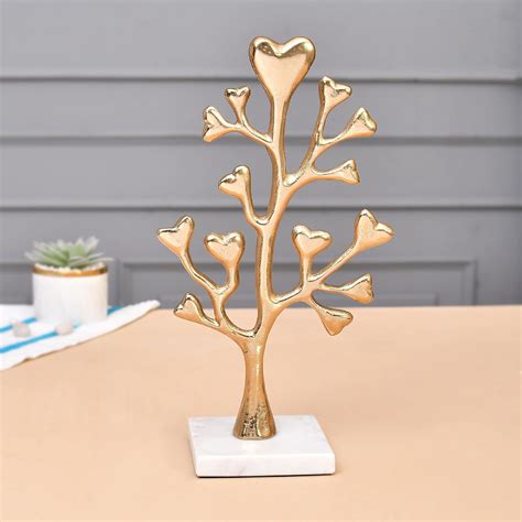 Craftvatika 12.5 Inch Metal Tree Showpieces for Home Decor with Marble ...