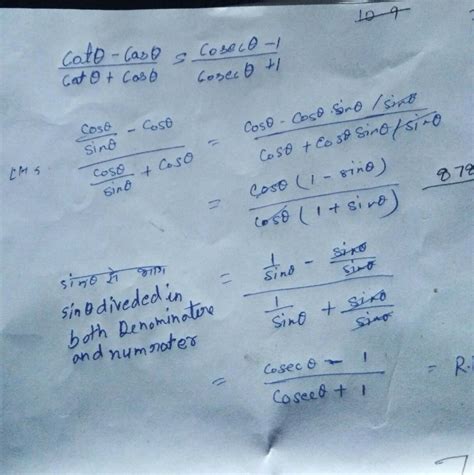 prove that cottita-costita/cottita+costita=cosectita-1/cosectita +1 ...