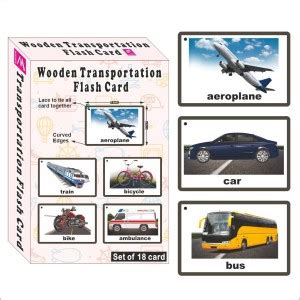 WISSEN Wooden (MDF) Transportation Learning Flash card with lacing ...