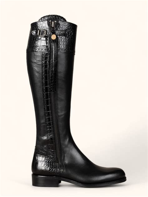Tall Mock Croc Spanish Boots in Black Leather – The Spanish Boot Company