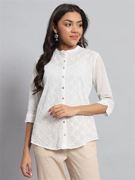 Pearl White Chikankari Shirt – akheri