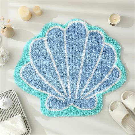 Amazon.com: YRXRUS Seashells Bathroom Rug, Blue Bathroom Rugs, Ocean ...
