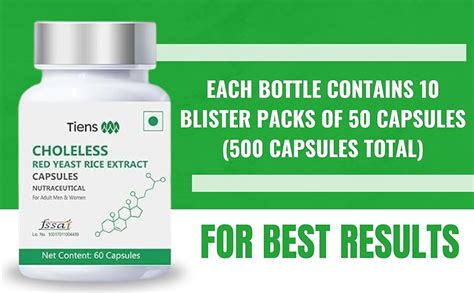 TIENS Choleless Red Yeast Rice Extract Capsules, 60 Capsules : Amazon ...