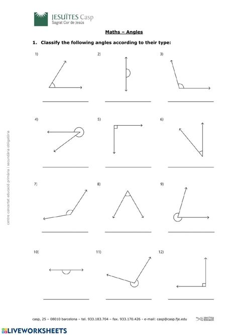 Image result for Classification of Angles Worksheet