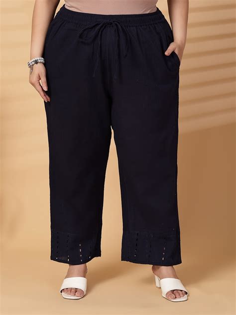 Plus Size Women Flared Knitted Palazzos