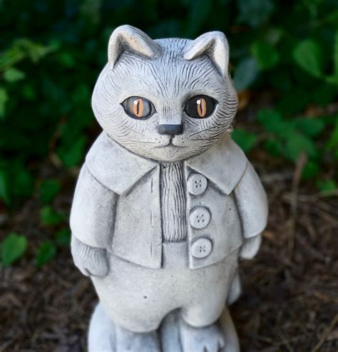 Unique Garden Cat Concrete Cat Statue Cement Cat Sculpture - Etsy