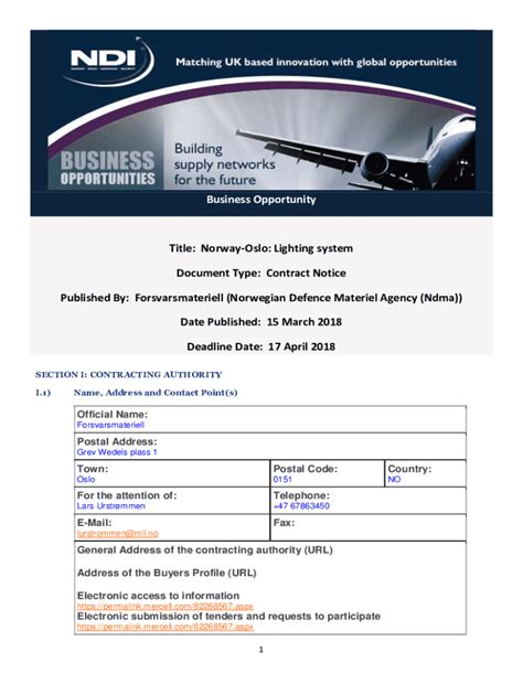 Fillable Online Norway-Oslo: Lighting system Document Type: Contract ...