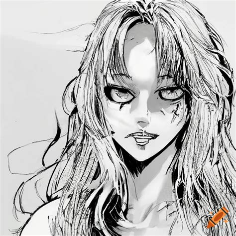 Ink sketch of a manga character