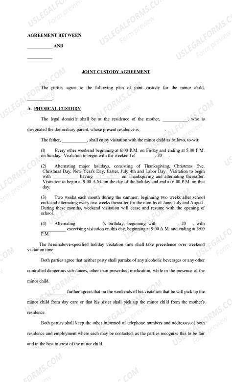 Louisiana Joint Custody Agreement | US Legal Forms
