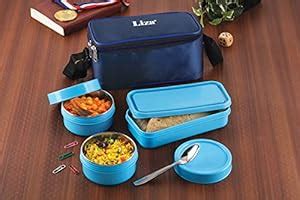 Buy Liza Stainless Steel, Plastic Insulated Lunch Box with 3 Container ...