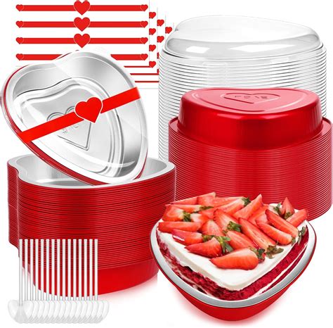 Amazon.com: TWOWYHI 24 Sets Heart Shaped Cake Pans with lids 22oz ...