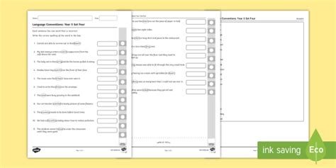 NAPLAN Style Language Conventions Set Four Year 5 Exam Questions Pac