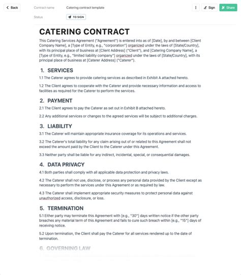 catering contract template - free to use