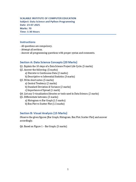 Image result for Data Science Using Python Question Paper