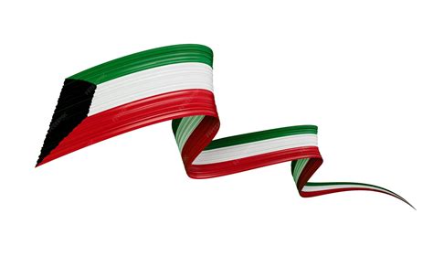 Premium Photo | 3d flag of kuwait country 3d waving kuwait ribbon flag isolated on white ...