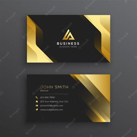 Modelo de cartão de visita abstrato preto e dourado | Vetor Premium