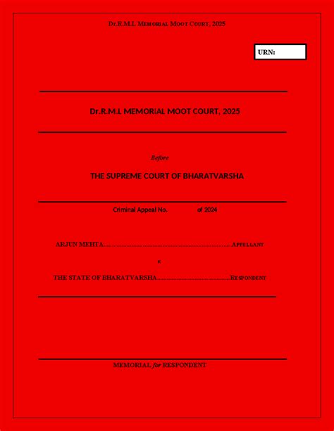 Dr.R.M.L MEMORIAL MOOT COURT, 2025: Respondent's Legal Memorial - Studocu